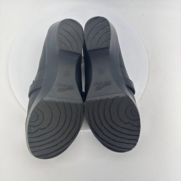 Dansko Jane Women Size 7 Black Leather Buckle Slip On Clog Shoes 9708020202 - Picture 11 of 13